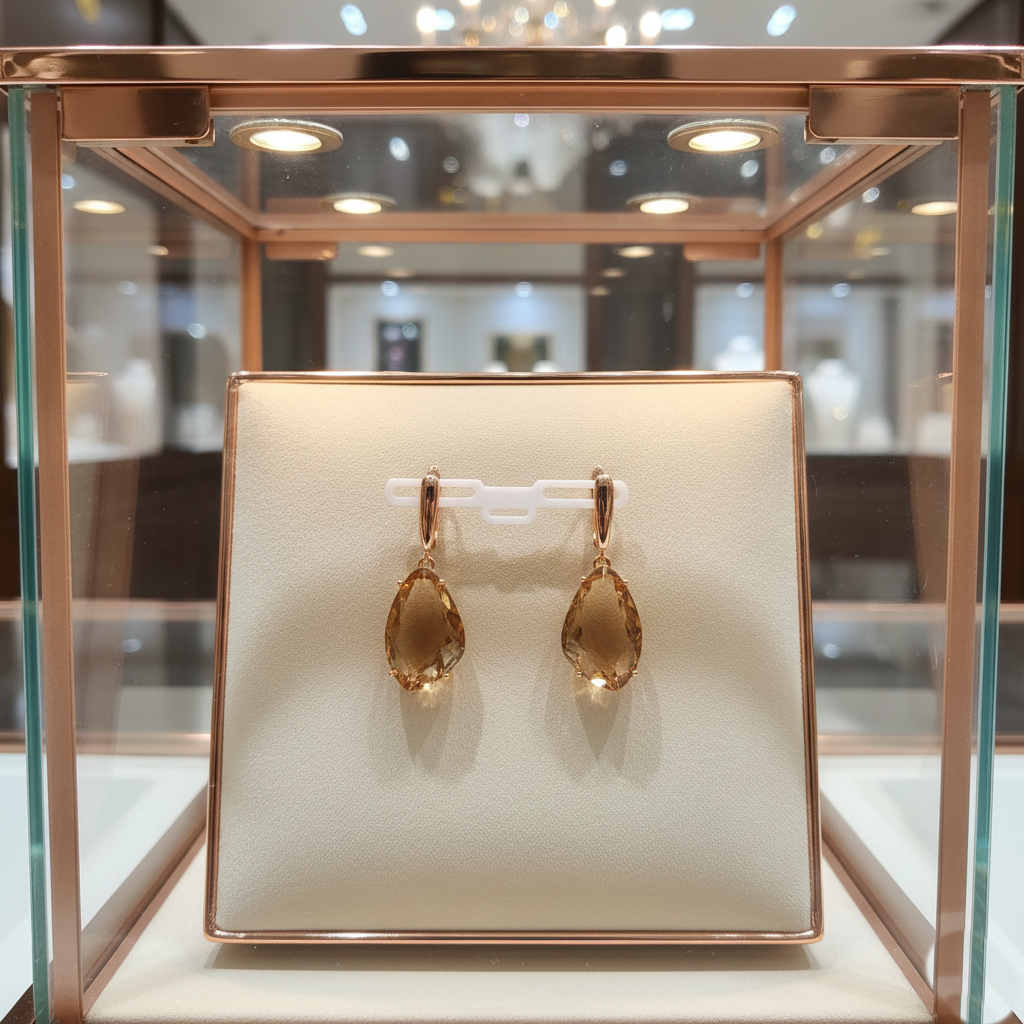 Rose Gold Champagne Tear Drop Earrings