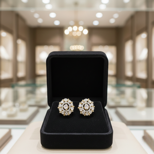 22K Gold Polki Style Floral Studs