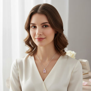 Silver Pink Emerald-Cut Necklace