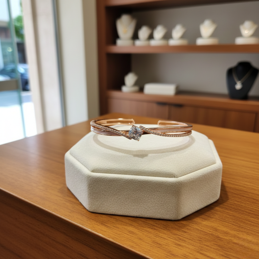 Serenity Solitaire Rose Gold Bangle