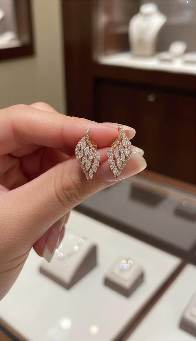 18K Gold Marquee Leaf Studs