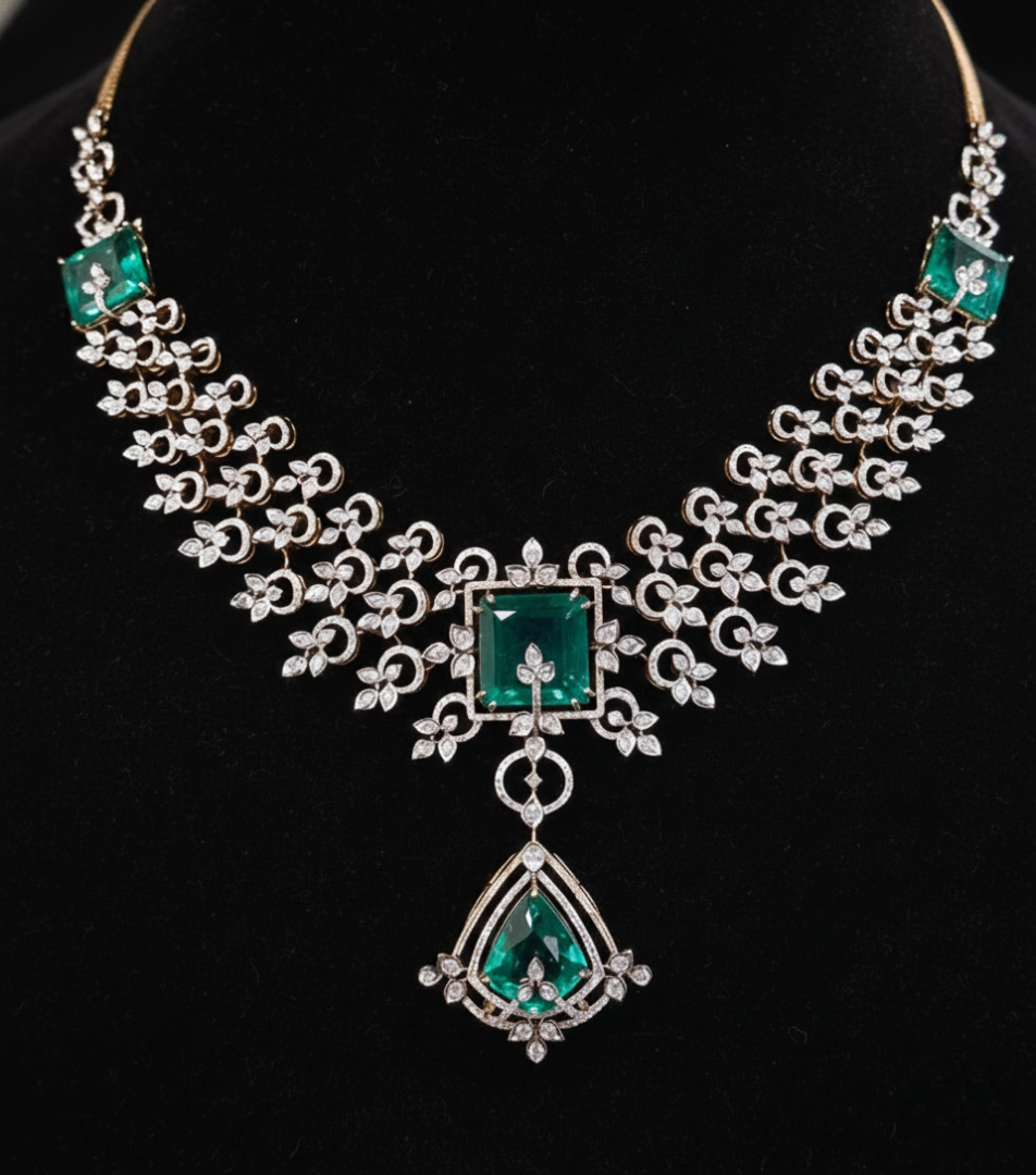 Imperial Emerald & Diamond Statement Necklace