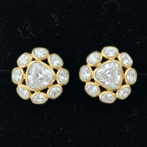 22K Gold Polki Style Floral Studs