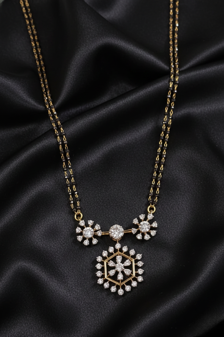 Floral Hexagon Diamond Mangalsutra