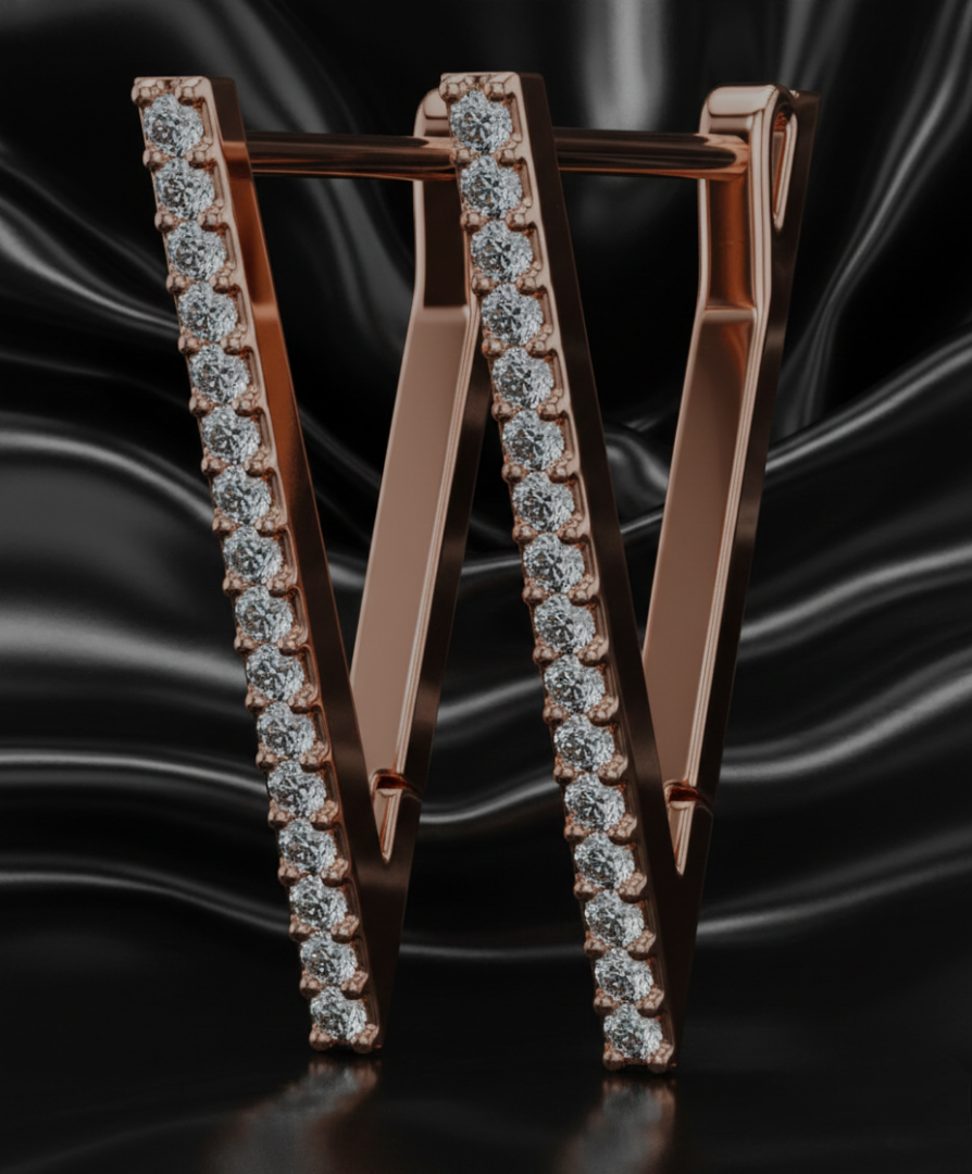 V-Crest Rose Gold Hoop Earrings