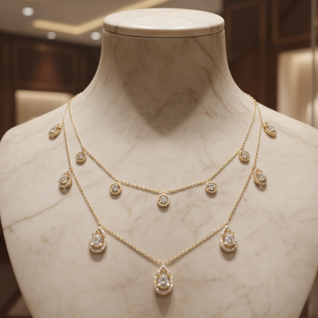 Ethereal Teardrop Layered Necklace