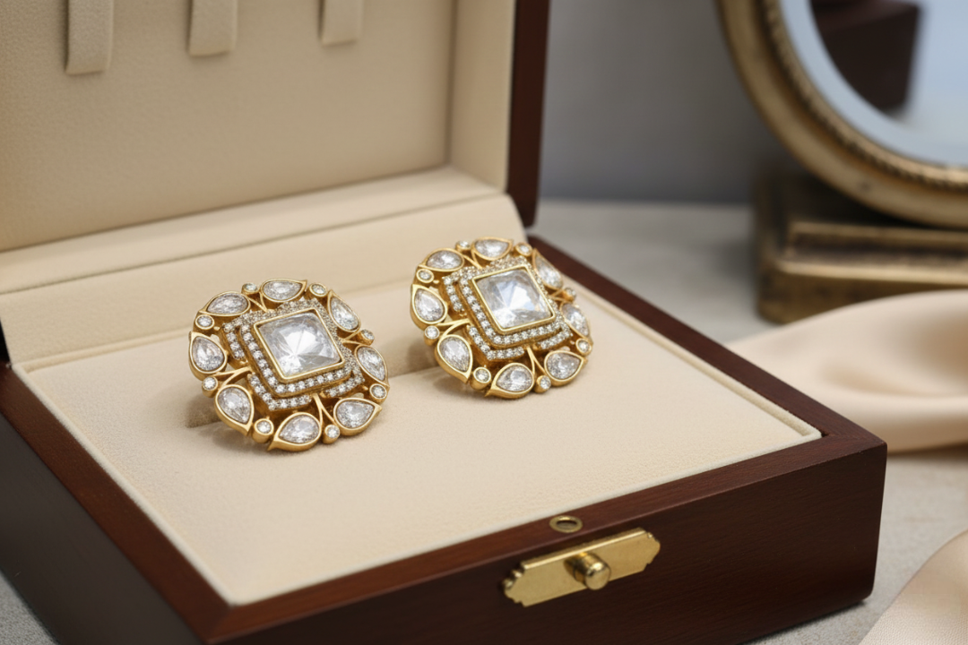 Imperial 22K Gold Polki-Style Earrings