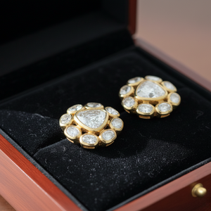 22K Gold Trillion Cut Heritage Studs