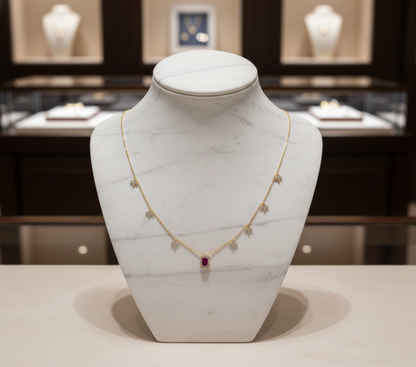 Radiant Ruby Minimalism Necklace
