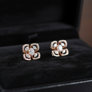Rose Gold Quatrefoil Bloom Studs