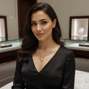 Rose Gold Pear Cut Halo Necklace