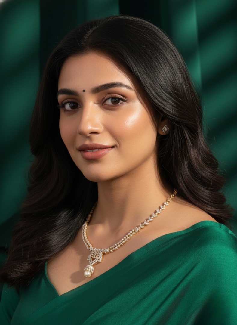 Rose Gold Floral Lace Diamond Necklace