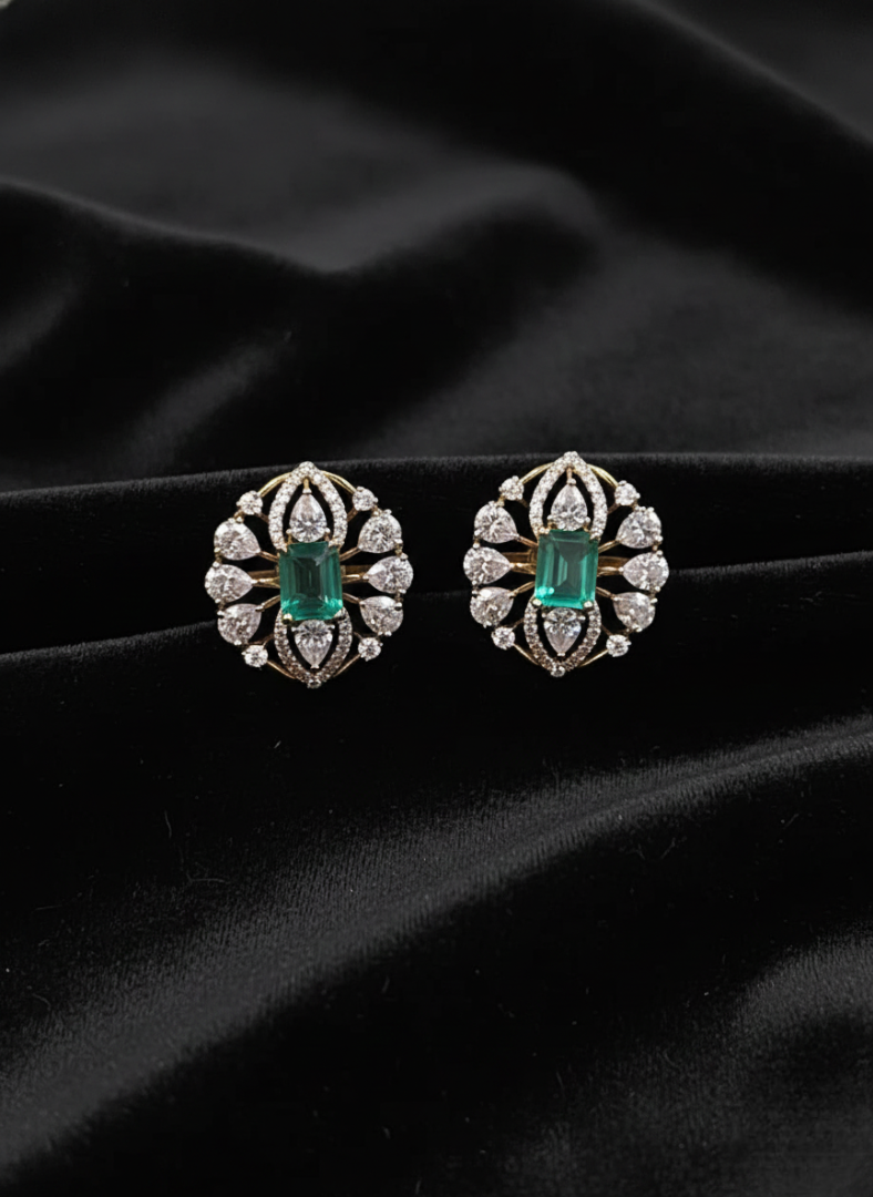 Floral Emerald Heritage Studs