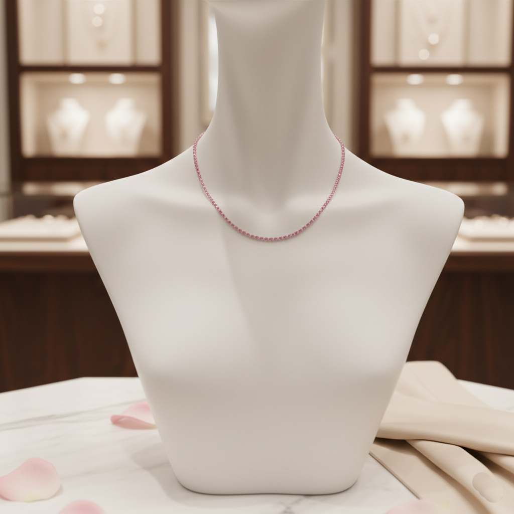 Pink Radiance Tennis Necklace
