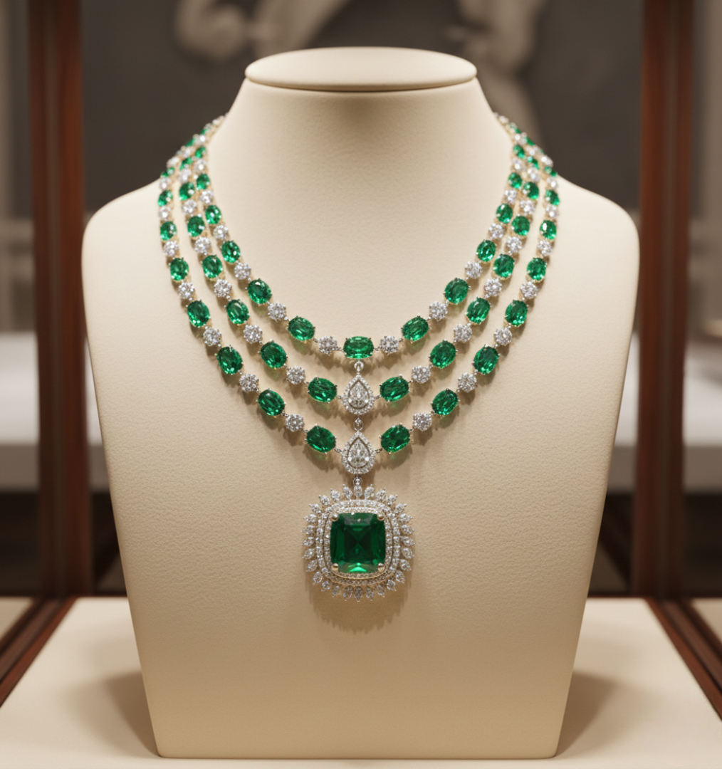 Triple Tier Emerald Empress Mala