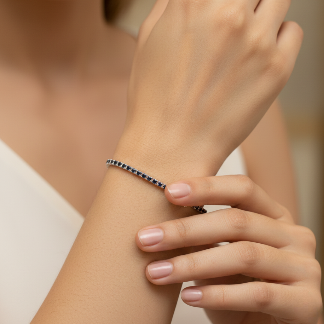 Silver Midnight Sapphire Tennis Bracelet