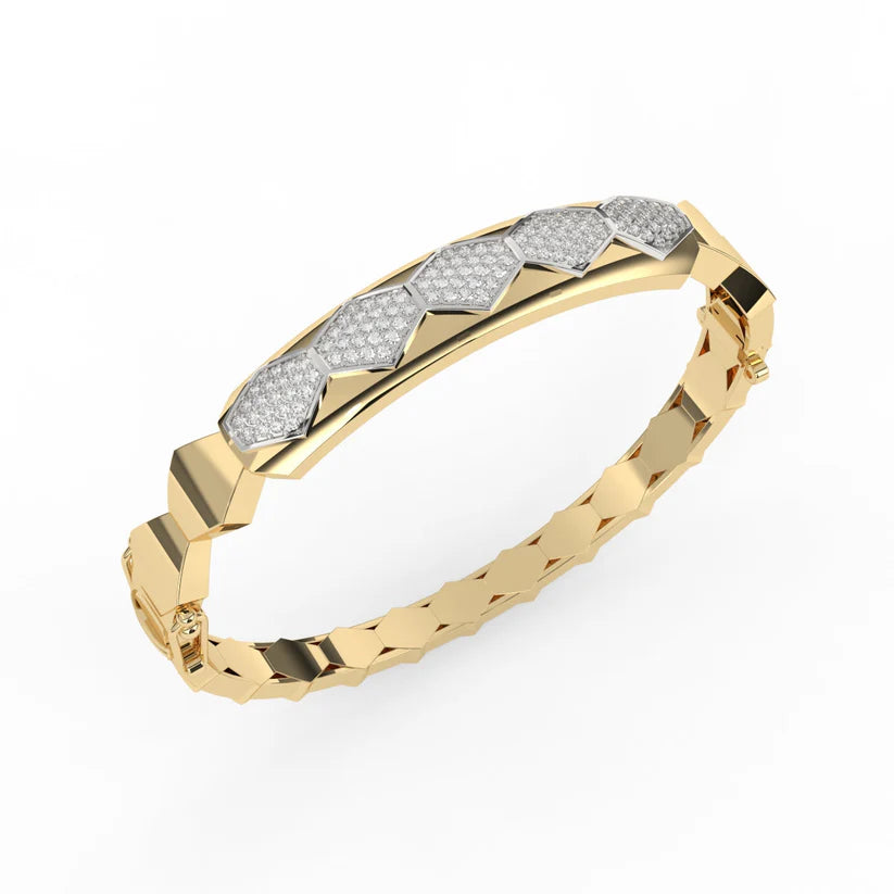Hexa Glow Diamond Geometric Bangle
