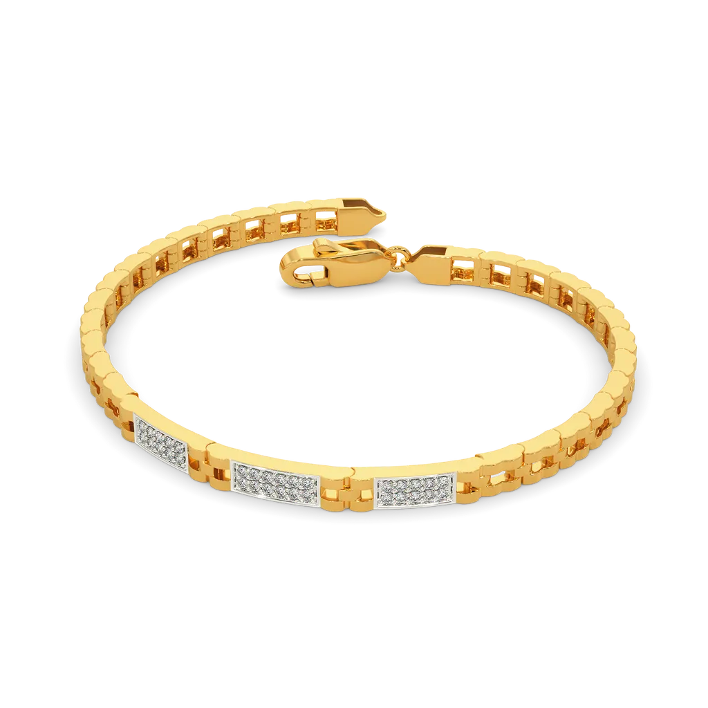 Linear Pavé Triple Accent Gold Chain Bracelet