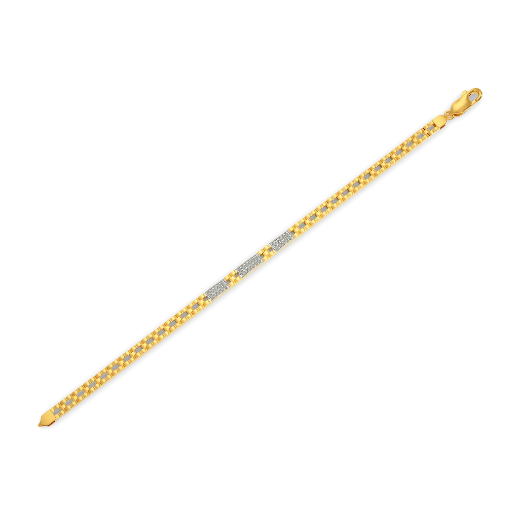 Linear Pavé Triple Accent Gold Chain Bracelet