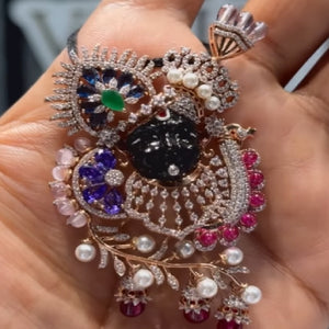 Shrinathji Swaroop Multi-Gemstone Heritage Brooch