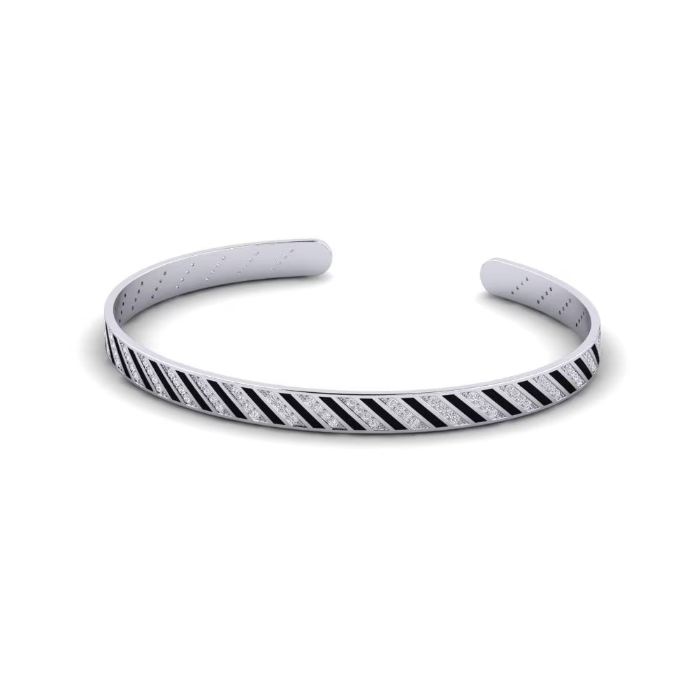 Monochrome Stripe Obsidian Inlay Cuff