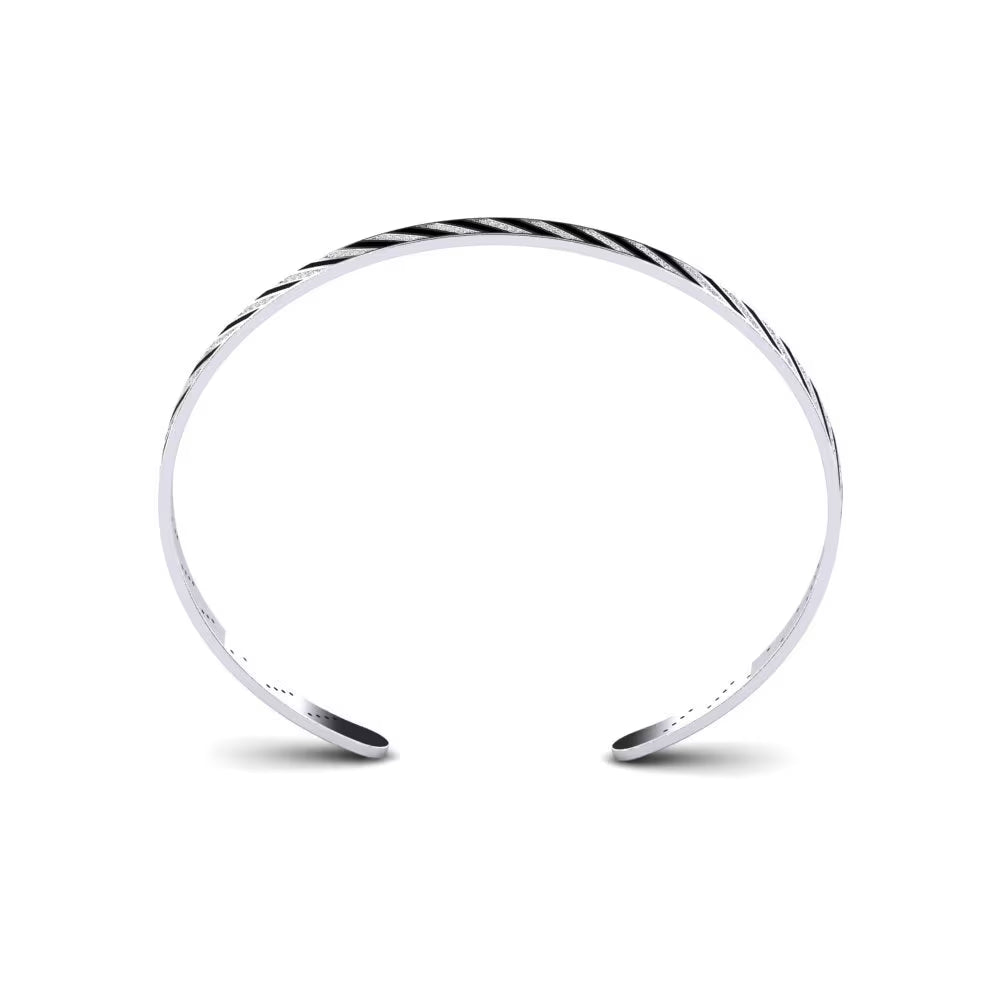 Monochrome Stripe Obsidian Inlay Cuff