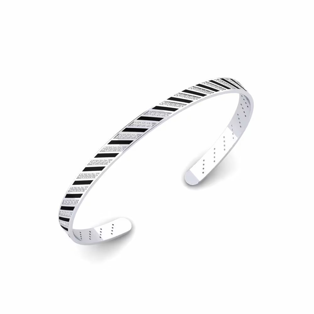 Monochrome Stripe Obsidian Inlay Cuff
