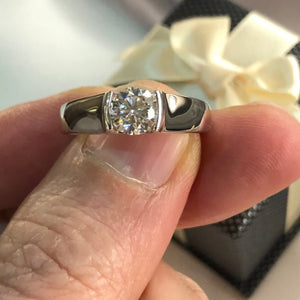 Two Tone Tapered Solitaire Ring