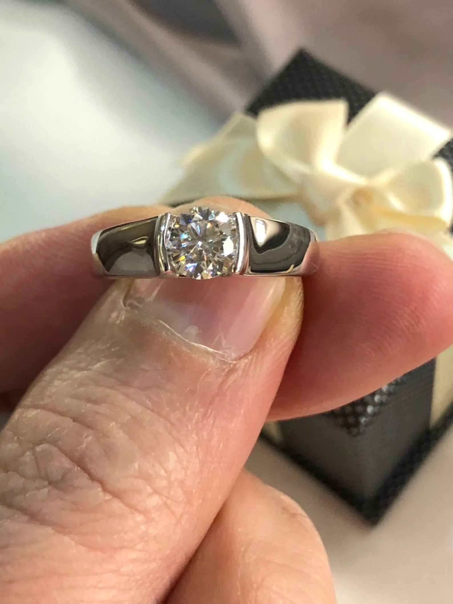 Two Tone Tapered Solitaire Ring