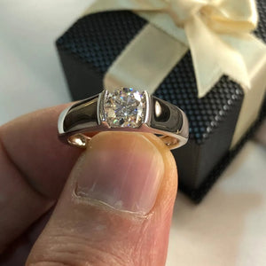 Two Tone Tapered Solitaire Ring