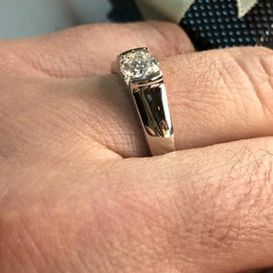 Two Tone Tapered Solitaire Ring