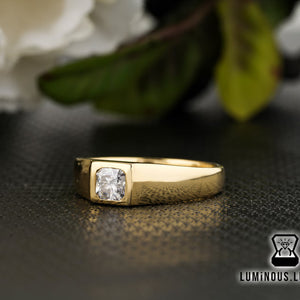Men’s Emerald Cut Solitaire Signet Ring