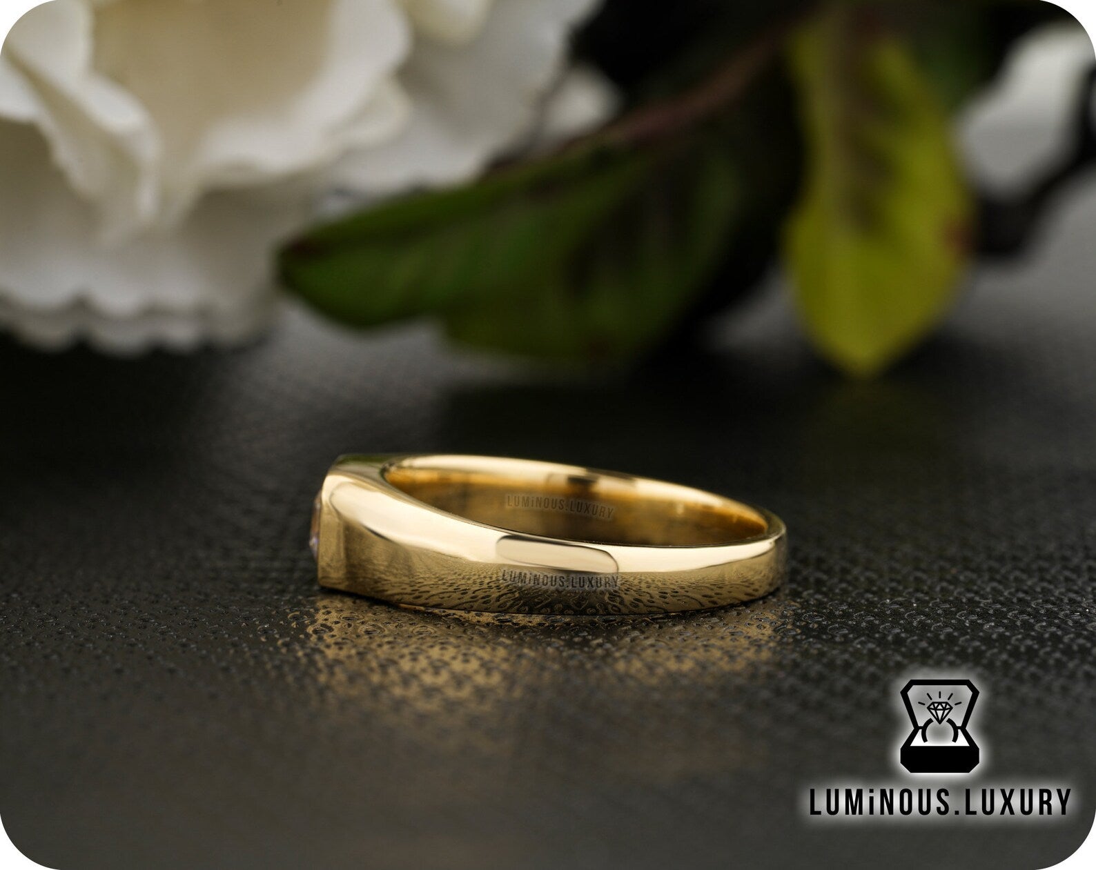 Men’s Emerald Cut Solitaire Signet Ring