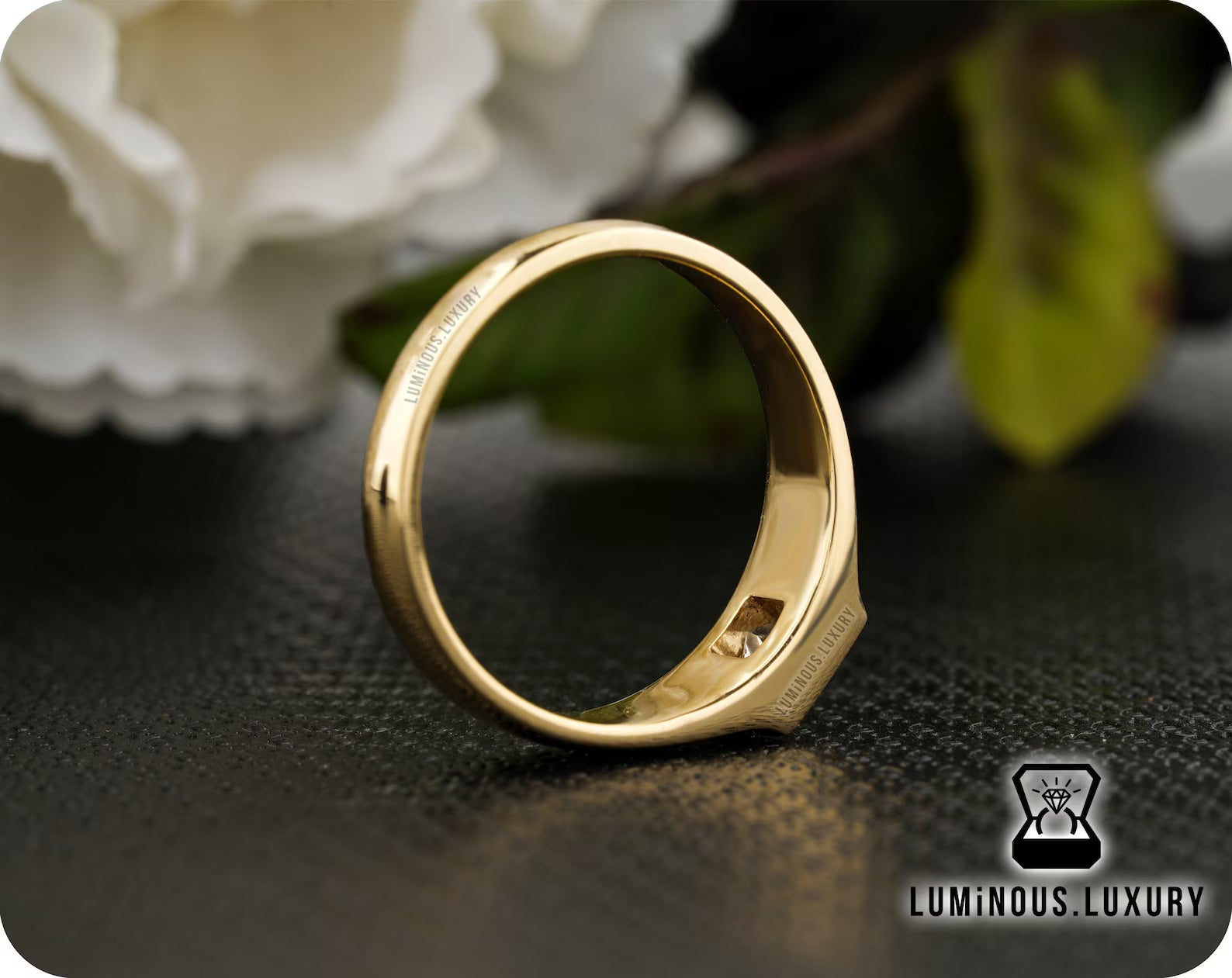 Men’s Emerald Cut Solitaire Signet Ring