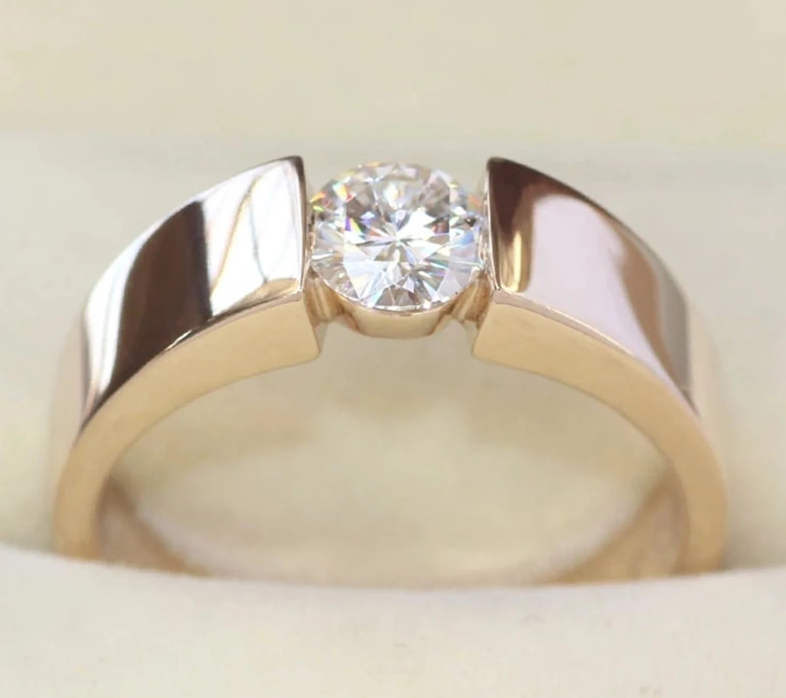 Men’s Tapered Cathedral Solitaire Ring