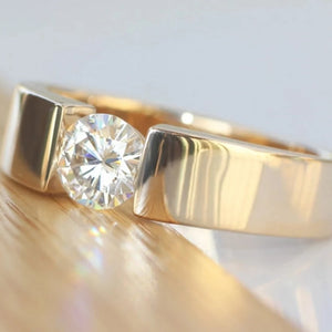 Men’s Tapered Cathedral Solitaire Ring