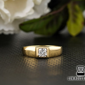 Men’s Emerald Cut Solitaire Signet Ring