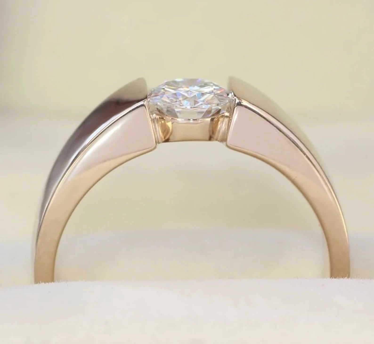 Men’s Tapered Cathedral Solitaire Ring