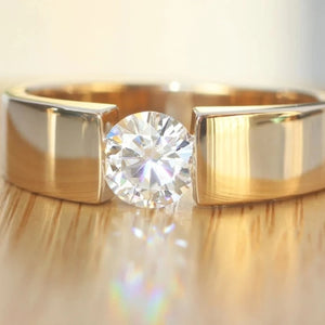 Men’s Tapered Cathedral Solitaire Ring