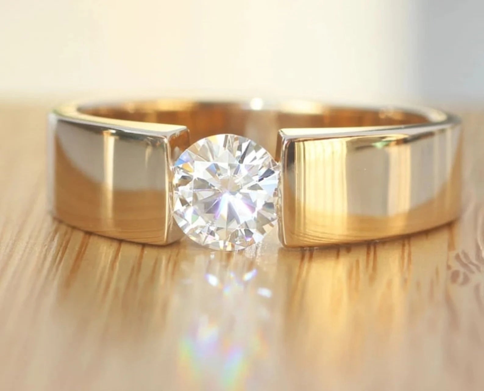 Men’s Tapered Cathedral Solitaire Ring