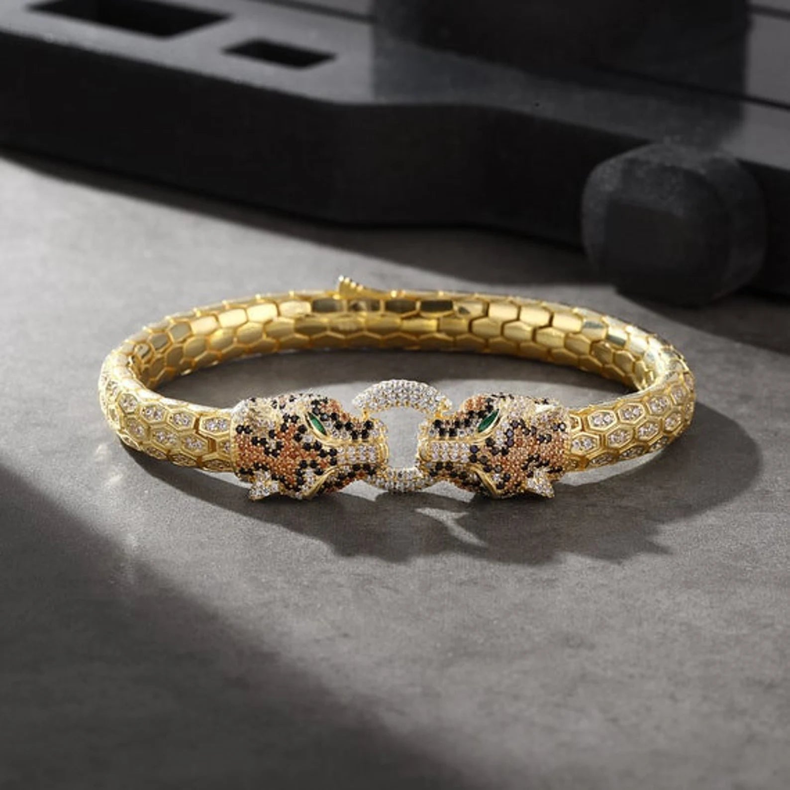 Apex Predator Full Pavé White Gold Panther Bracelet