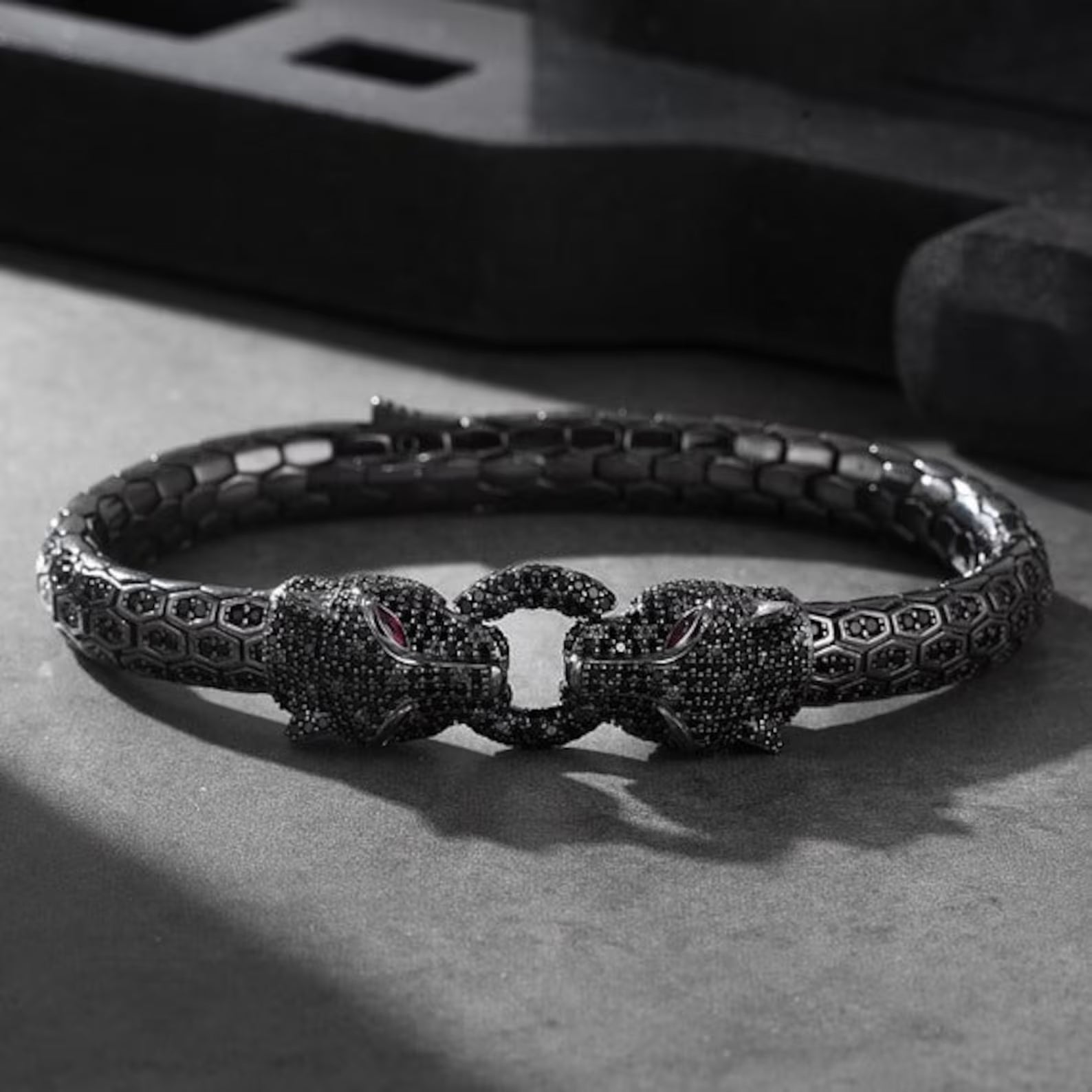 Apex Predator Full Pavé White Gold Panther Bracelet