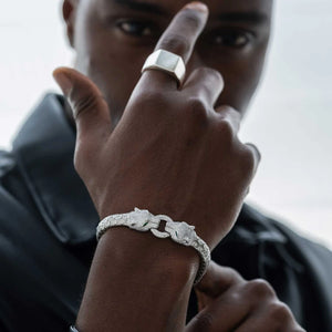 Apex Predator Full Pavé White Gold Panther Bracelet