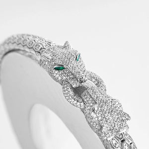 Apex Predator Full Pavé White Gold Panther Bracelet