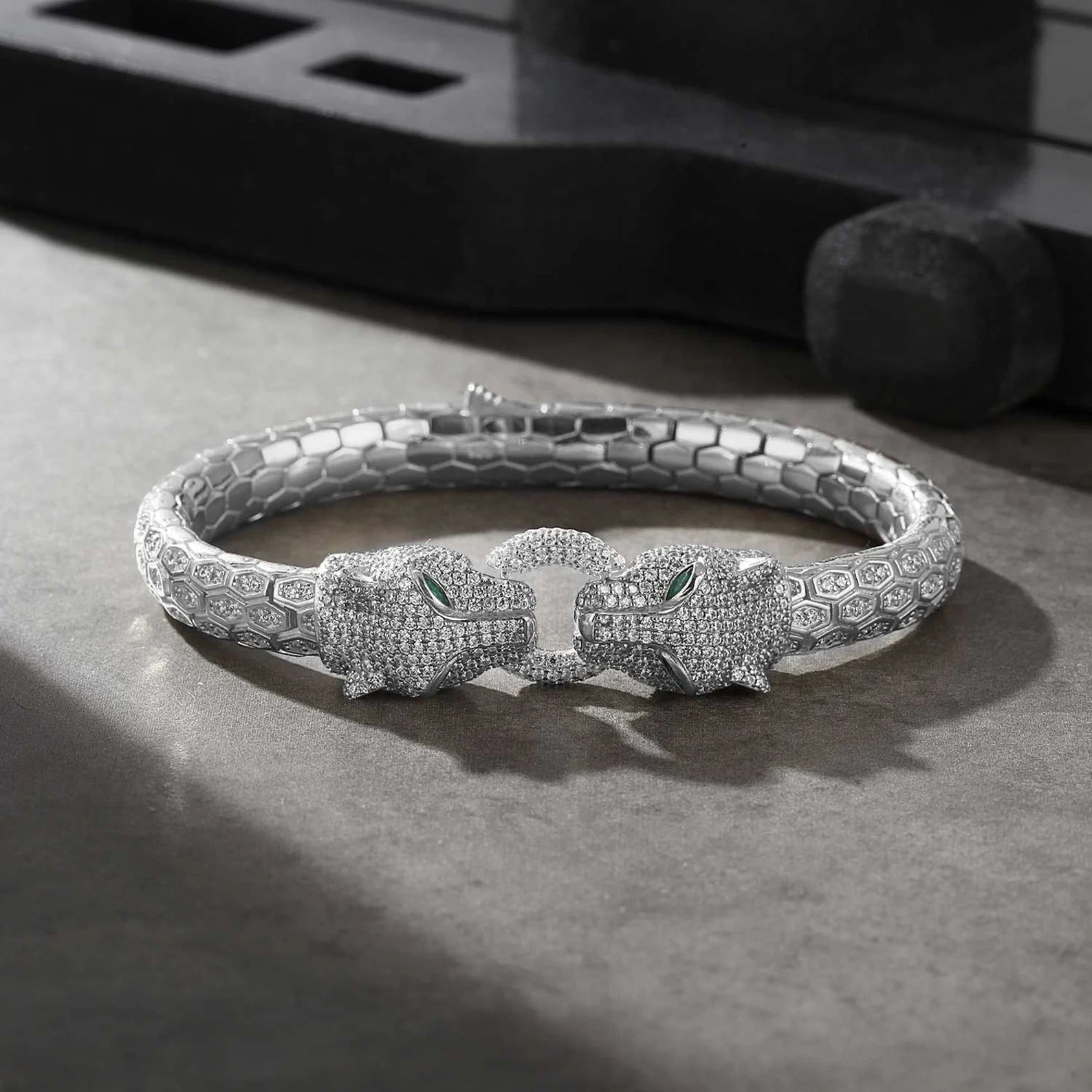 Apex Predator Full Pavé White Gold Panther Bracelet