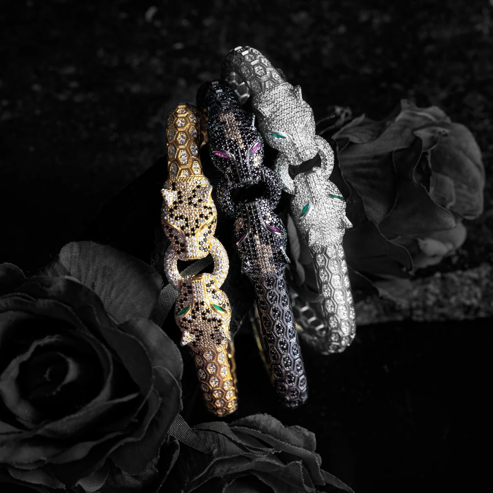 Apex Predator Full Pavé White Gold Panther Bracelet