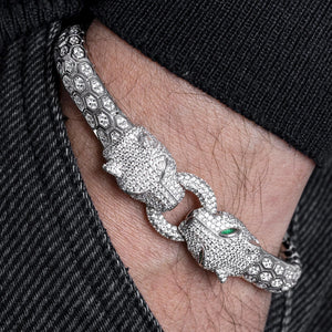 Apex Predator Full Pavé White Gold Panther Bracelet