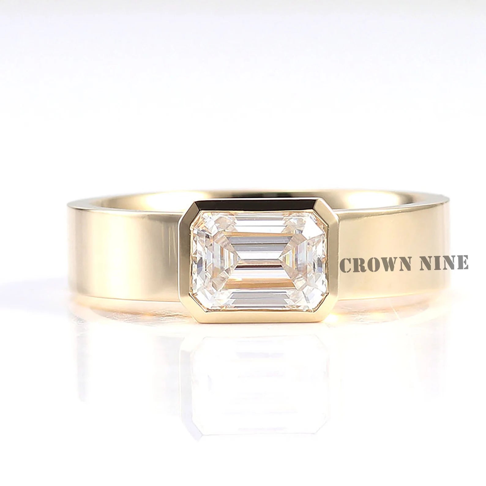 Emerald Cut Bezel Solitaire Ring
