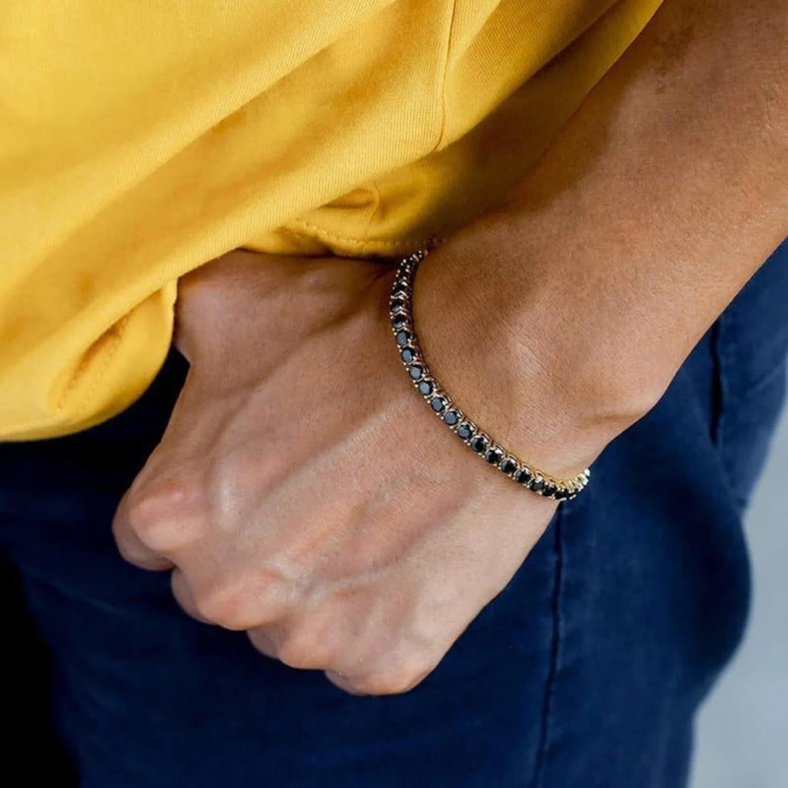 Noir & Gold Tennis Bracelet