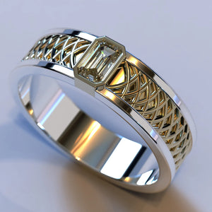 Men’s Filigree Emerald Cut Band